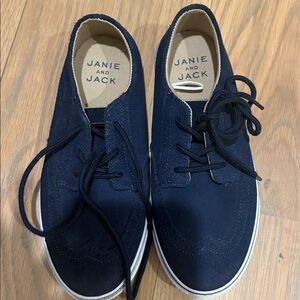 Boys Size 4 Janie and Jack Leather Suede Wingtip Shoes, Connor Navy
